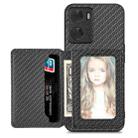 For OPPO A57 4G Carbon Fiber Magnetic Card Bag Phone Case(Black) - 1