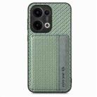 For OPPO Reno13 Carbon Fiber Magnetic Card Bag Phone Case(Green) - 2