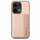 For OPPO Reno13 Carbon Fiber Magnetic Card Bag Phone Case(Khaki) - 2