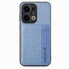 For OPPO Reno13 Pro Carbon Fiber Magnetic Card Bag Phone Case(Blue) - 2