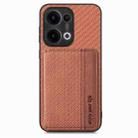 For OPPO Reno13 Pro Carbon Fiber Magnetic Card Bag Phone Case(Brown) - 2