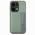 For OPPO Reno13 Pro Carbon Fiber Magnetic Card Bag Phone Case(Green) - 2