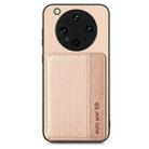For OPPO Find X8 Ultra Carbon Fiber Magnetic Card Bag Phone Case(Khaki) - 2