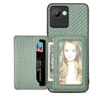 For Realme C30 Carbon Fiber Magnetic Card Bag Phone Case(Green) - 1