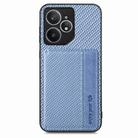 For Realme Neo7 Carbon Fiber Magnetic Card Bag Phone Case(Blue) - 1