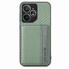 For Realme Neo7 Carbon Fiber Magnetic Card Bag Phone Case(Green) - 1