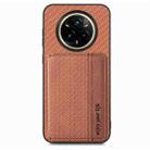 For Realme 14 Pro+ Carbon Fiber Magnetic Card Bag Phone Case(Brown) - 1