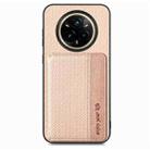 For Realme 14 Pro+ Carbon Fiber Magnetic Card Bag Phone Case(Khaki) - 1