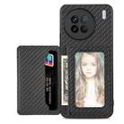 For vivo X90 Carbon Fiber Magnetic Card Bag Phone Case(Black) - 1