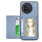 For vivo X90 Carbon Fiber Magnetic Card Bag Phone Case(Blue) - 1