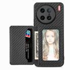 For vivo X90 Pro Carbon Fiber Magnetic Card Bag Phone Case(Black) - 1
