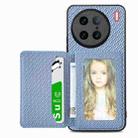 For vivo X90 Pro Carbon Fiber Magnetic Card Bag Phone Case(Blue) - 1