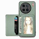 For vivo X90 Pro Carbon Fiber Magnetic Card Bag Phone Case(Green) - 1