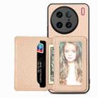 For vivo X90 Pro Carbon Fiber Magnetic Card Bag Phone Case(Khaki) - 1