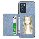 For vivo T1 Carbon Fiber Magnetic Card Bag Phone Case(Blue) - 1