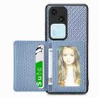 For vivo S18 Carbon Fiber Magnetic Card Bag Phone Case(Blue) - 1