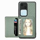 For vivo S18 Carbon Fiber Magnetic Card Bag Phone Case(Green) - 1