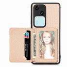 For vivo S18 Carbon Fiber Magnetic Card Bag Phone Case(Khaki) - 1