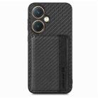 For vivo Y27 4G Carbon Fiber Magnetic Card Bag Phone Case(Black) - 2