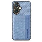 For vivo Y27 4G Carbon Fiber Magnetic Card Bag Phone Case(Blue) - 2