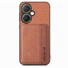 For vivo Y27 4G Carbon Fiber Magnetic Card Bag Phone Case(Brown) - 2