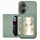 For vivo Y27 4G Carbon Fiber Magnetic Card Bag Phone Case(Green) - 1