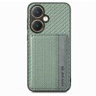 For vivo Y27 4G Carbon Fiber Magnetic Card Bag Phone Case(Green) - 2