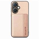 For vivo Y27 4G Carbon Fiber Magnetic Card Bag Phone Case(Khaki) - 2