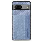 For Google Pixel 7A Carbon Fiber Magnetic Card Bag Phone Case(Blue) - 1