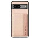 For Google Pixel 7A Carbon Fiber Magnetic Card Bag Phone Case(Khaki) - 1