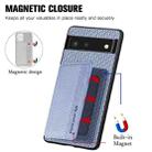 For Google Pixel 6 Carbon Fiber Magnetic Card Bag Phone Case(Blue) - 3