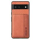 For Google Pixel 6 Carbon Fiber Magnetic Card Bag Phone Case(Brown) - 1