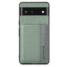 For Google Pixel 6 Carbon Fiber Magnetic Card Bag Phone Case(Green) - 1