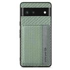 For Google Pixel 6 Carbon Fiber Magnetic Card Bag Phone Case(Green) - 2