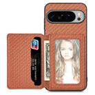 For Google Pixel 9 / 9 Pro Carbon Fiber Magnetic Card Bag Phone Case(Brown) - 1