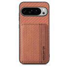 For Google Pixel 9 / 9 Pro Carbon Fiber Magnetic Card Bag Phone Case(Brown) - 2