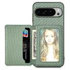 For Google Pixel 9 / 9 Pro Carbon Fiber Magnetic Card Bag Phone Case(Green) - 1