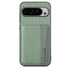 For Google Pixel 9 / 9 Pro Carbon Fiber Magnetic Card Bag Phone Case(Green) - 2