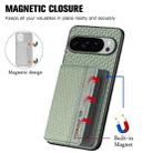 For Google Pixel 9 / 9 Pro Carbon Fiber Magnetic Card Bag Phone Case(Green) - 3