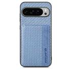 For Google Pixel 9 Pro XL Carbon Fiber Magnetic Card Bag Phone Case(Blue) - 2