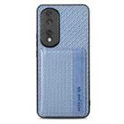 For Honor 80 Pro Carbon Fiber Magnetic Card Bag Phone Case(Blue) - 1