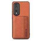 For Honor 80 Pro Carbon Fiber Magnetic Card Bag Phone Case(Brown) - 1