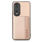 For Honor 80 Pro Carbon Fiber Magnetic Card Bag Phone Case(Khaki) - 1