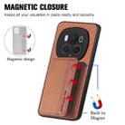 For Honor Magic6 Pro Carbon Fiber Magnetic Card Bag Phone Case(Brown) - 3