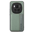 For Honor Magic6 Pro Carbon Fiber Magnetic Card Bag Phone Case(Green) - 1