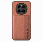 For Honor Magic7 Pro Carbon Fiber Magnetic Card Bag Phone Case(Brown) - 1