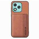 For Honor 400 Lite Global Carbon Fiber Magnetic Card Bag Phone Case(Brown) - 2