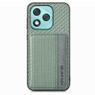 For Honor 400 Lite Global Carbon Fiber Magnetic Card Bag Phone Case(Green) - 2
