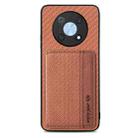 For Huawei Nova Y90 Carbon Fiber Magnetic Card Bag Phone Case(Brown) - 1