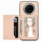 For Huawei Mate 70 Carbon Fiber Magnetic Card Bag Phone Case(Khaki) - 1